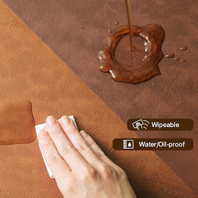DOLOPL Thanksgiving Placemats Set of 8 Reversible Dual-Color Table Placemats ??Heat Resistant Wipeable & Washable Place Mats, Luxury Faux Leather Table Mats for Table Decor (Reddish Brown & Brown)