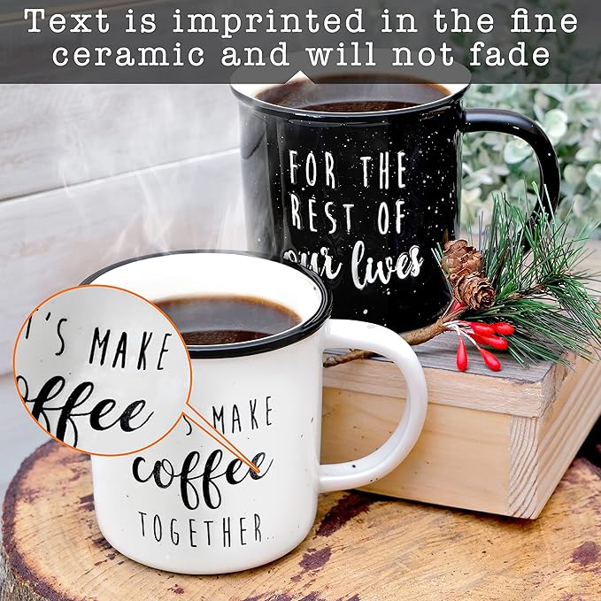 MAINEVENT Let's Make Coffee Together Couple Mug Set 11 Ounce, Married Couple Wedding Gift