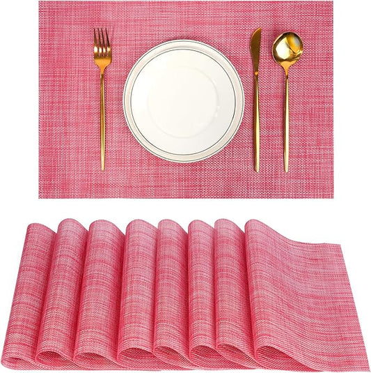 flohar Placemats Set of 8竊똂hristmas Decoration Non-Slip PVC Weave Table Mats Easy to Clean竊똇eat Resistant Place Mats for Kitchen Dining Table Decoration Indoor Outdoor竊똓ed