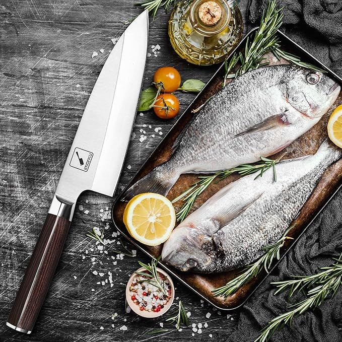 imarku 7 Inch Deba Knife,Ultra Sharp Sushi Knife,Ultimate Japanese Kitchen Knife with Stainless Steel Single Bevel,Fish Fillet Knifes for Fish Cutting with Ergonomic Handle, Christmas Gifts