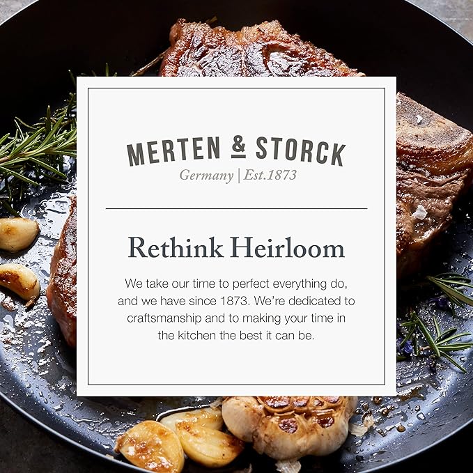 Merten & Storck Pre-Seasoned Carbon Steel 12??Frying Pan Skillet, Use on Induction, Stove and Grill, Durable, Even-Heating, for Searing, Grilling, Oven Use, and Campfire, Indoor/Outdoor