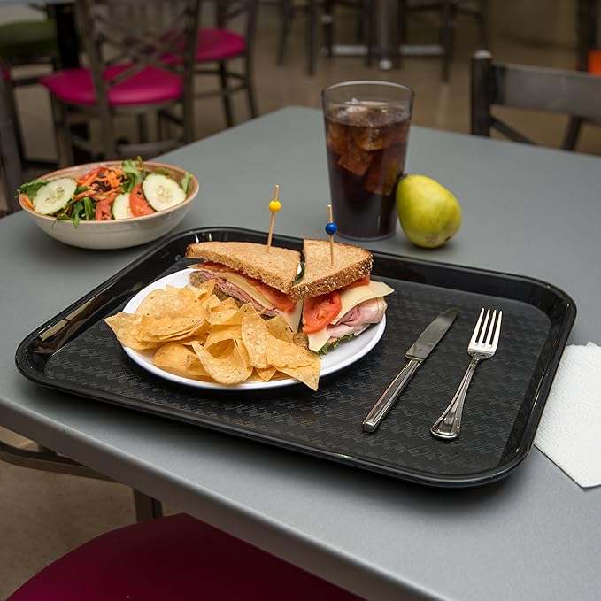 Carlisle FoodService Products Cafe Plastic Fast Food Tray, 14" x 18", Black (Pack of 2)
