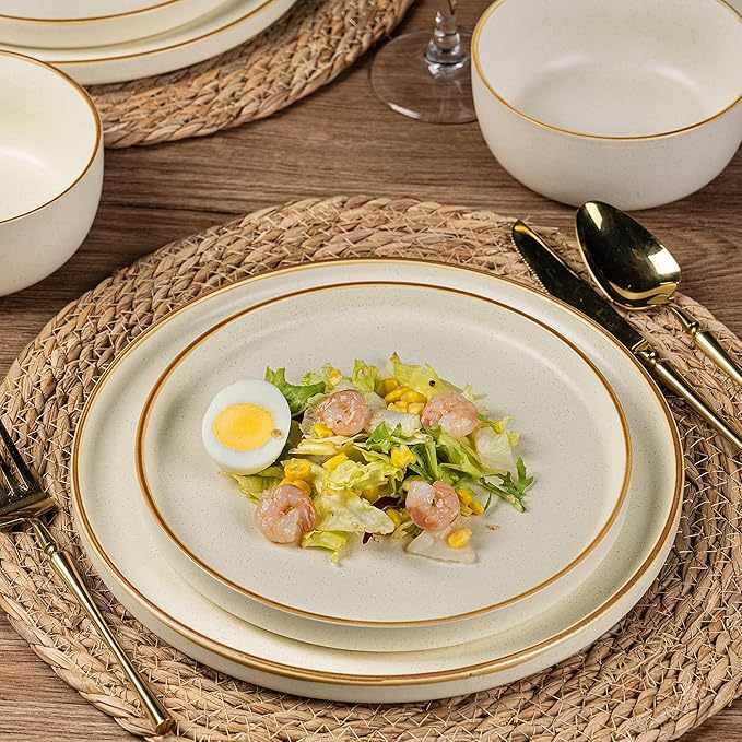 AmorArc Stoneware Dinnerware Sets for 6,Reactive Ceramic Plates and Bowls Set,Highly Chip and Crack Resistant | Dishwasher & Microwave Safe | Round Dishes Set Service for 6 (18pc)