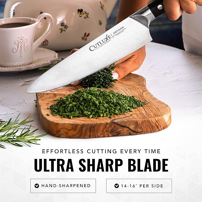 Cutluxe Chef Knife Set, 3 PCS Professional Chef's Knife Set ??Razor Sharp German Steel, Full Tang, Ergonomic Handles - Artisan Series