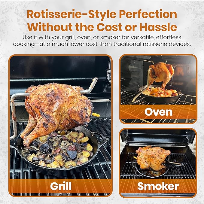 Chicken Penetrator Rod Roaster ??for Juicy Meat & Crispy Skin ??for Grill, Oven & Smoker ??Rotisserie-Style Without Spinning ??Convection Cooking Made Easy - Rod Only
