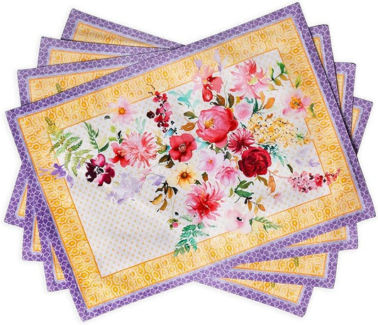 Maison d' Hermine Placemat 100% Combed Cotton Premium Cloth Placemats 13"x19" Decorative Washable Place Mats for Home, Kitchen, Dining, Cocktail Parties & Camping - Summer Joy (Set of 4)