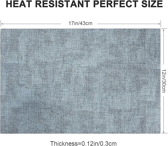LANDVIEW Leather Heat Resistant Placemats Set of 6 Waterproof Wipeable Washable PU Table Mats,Easy to Clean Anti-Slip Place Mats (Blue, 6)