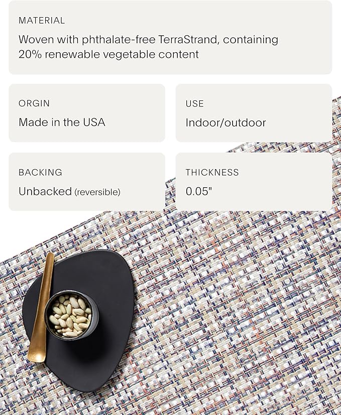 Chilewich Basketweave Placemats in Bon Bon - Set of 4 - Easy Care Woven Tabletop Textiles - Indoor/Outdoor - 19" x 14" Rectangle