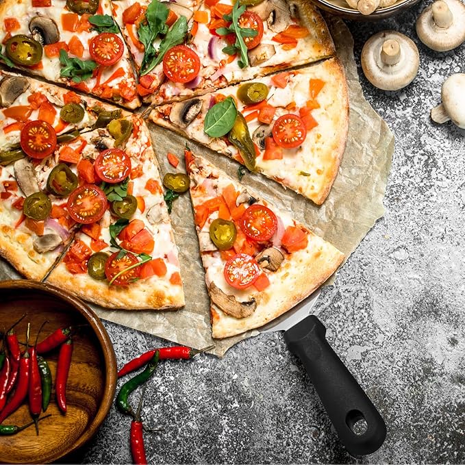 20 Pcs Pizza Spatula Bulk Pie Server Pie Cutter Cake Cutter Stainless Steel Cake Serving Spatula Non Slip Easy to Grip Baking Triangular Spade Plastic Handle Shovel for Desserts Pizza Pie Cake