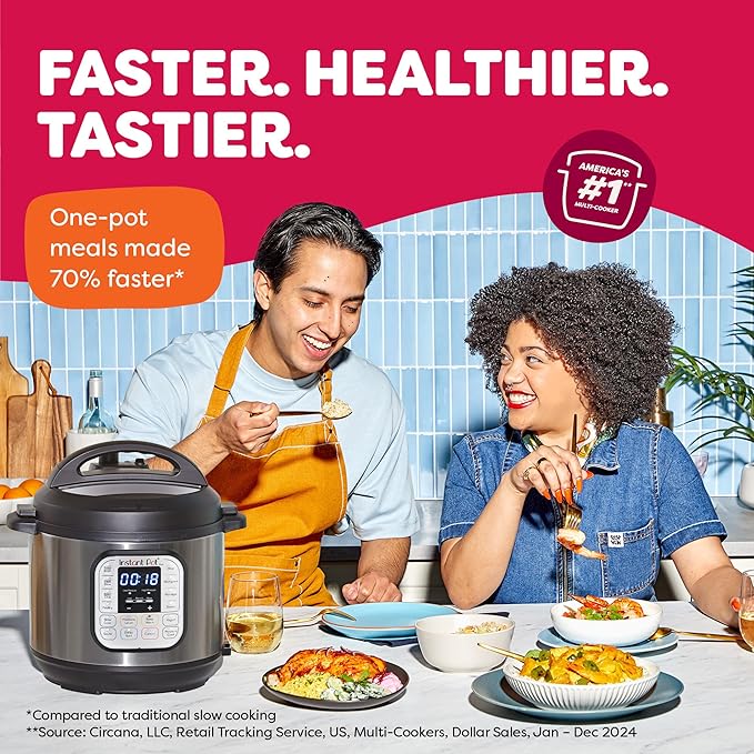 Instant Pot Duo 7-in-1 Electric Pressure Cooker, Slow Cooker, Rice Cooker, Steamer, Saut챕, Yogurt Maker, Warmer & Sterilizer, Includes App With Over 800 Recipes, Stainless Steel, 8 Quart