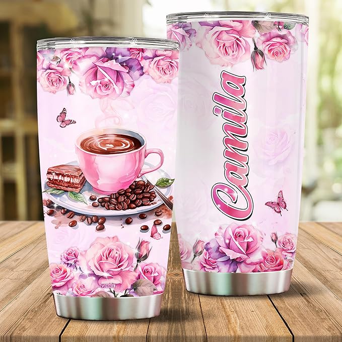 WONWIX Personalized Ideal Coffee Gifts for Coffee Lovers, Women, Girls, Wife, Daughter, Mom, 20oz Insulated Stainless Steel Travel Cup Mug Tumbler, Birthday, Christmas, Valentine, Mother's Day