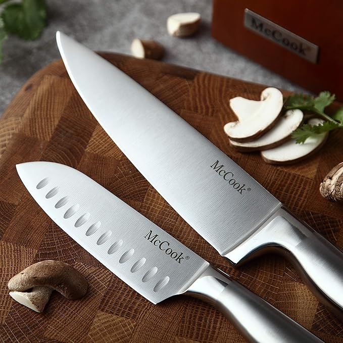 McCook짰 Knife Sets, German Stainless Steel Kitchen Knife Block Sets with Built-in Sharpener