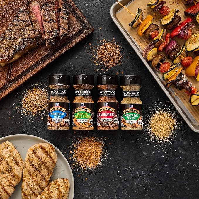 McCormick Grill Mates Spices, Everyday Grilling Variety Pack (Montreal Steak, Montreal Chicken, Roasted Garlic & Herb, Hamburger), 4 Count
