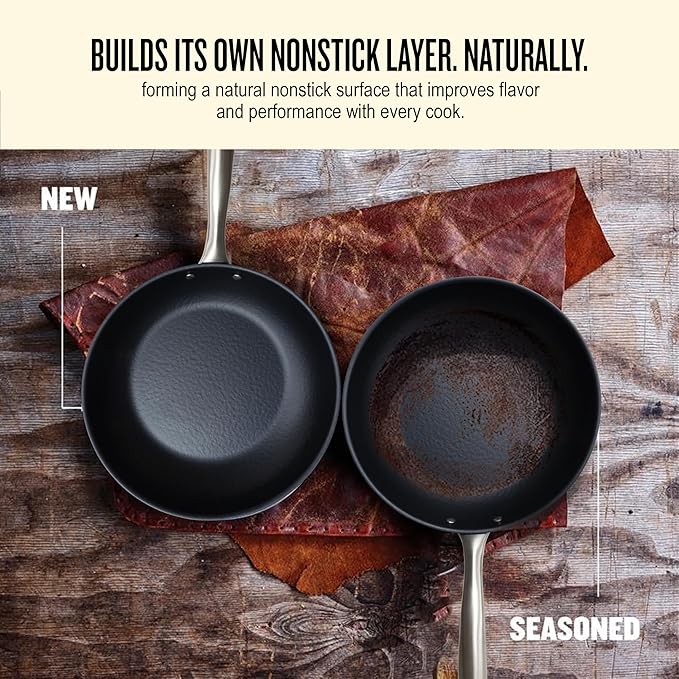 Alva Black Angus 9.5 & 11??Carbon Steel Frying Pan Set ??Naturally Nonstick, PFAS-Free & Toxin-Free, Oven & Induction Safe, Chef-Grade Heat Control, Built to Last a Lifetime, Designed in Belgium