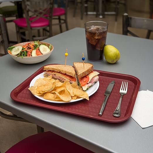 Carlisle FoodService Products CT121661 Caf챕 Standard Cafeteria / Fast Food Tray, 12" x 16", Burgundy