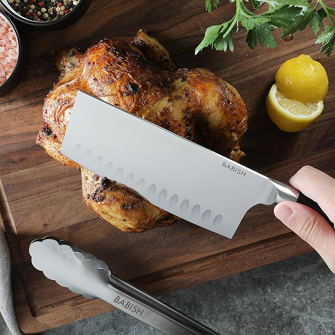 Babish 6.5-Inch Forged Cleaver Knife ??High-Carbon 1.4116 German Steel Full Tang Kitchen Knife for Heavy-Duty Chopping and Slicing