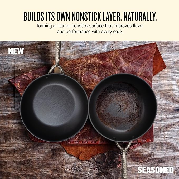 Alva Artist 2-Piece Carbon Steel Frying Pan Set (9.5??& 11?? ??Naturally Nonstick Without PTFE/PFOA/PFAS, Built for Lifetime Durability, Masterful Heat Control, Oven & Induction Safe ??Pro Performance