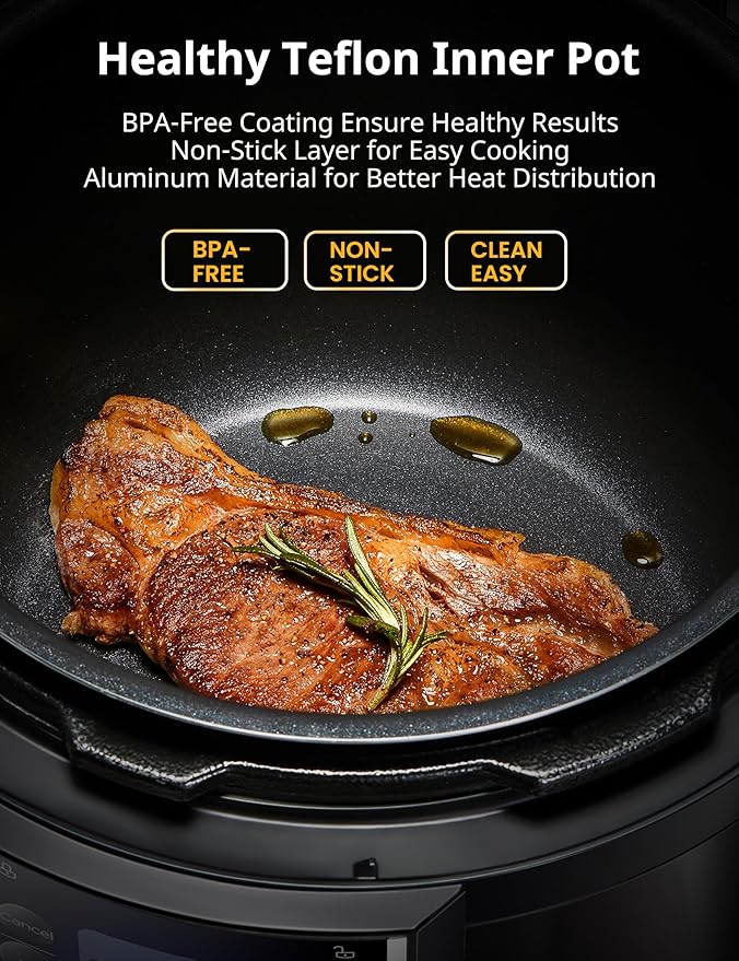 COMFEE??9-in-1 Electric Pressure Cooker, 14 Presets Instant Multi Slow Cooker Olla de Presion Non-Stick Pot Rice , Yogurt Maker, Saut챕 Steamer, Black , 6 Quarts
