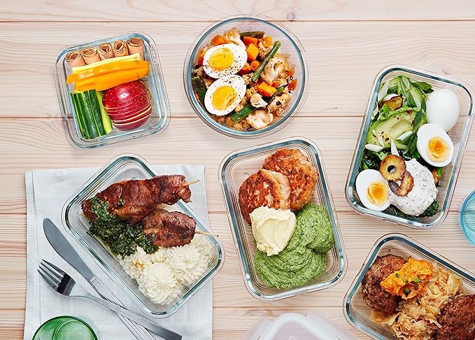 M MCIRCO 30 Pieces Glass Food Storage Containers with Upgraded Snap Locking Lids,Glass Meal Prep Containers Set - Airtight Lunch Containers, Microwave, Oven, Freezer and Dishwasher Friendly, Red