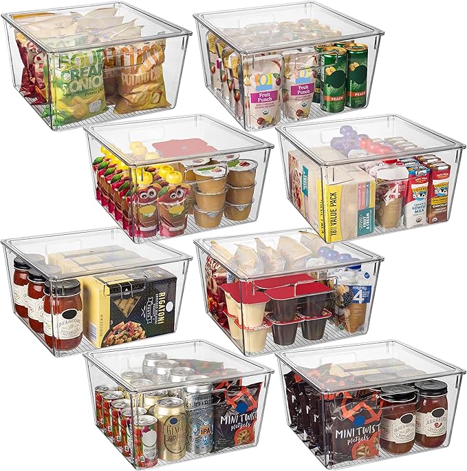 CLEARSPACE Plastic Storage Bins with Lids XL ??Perfect Kitchen Organization or Pantry Storage ??Fridge Organizer, Pantry Organization and Storage Bins, Cabinet Organizers