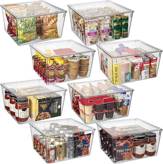 CLEARSPACE Plastic Storage Bins with Lids XL ??Perfect Kitchen Organization or Pantry Storage ??Fridge Organizer, Pantry Organization and Storage Bins, Cabinet Organizers