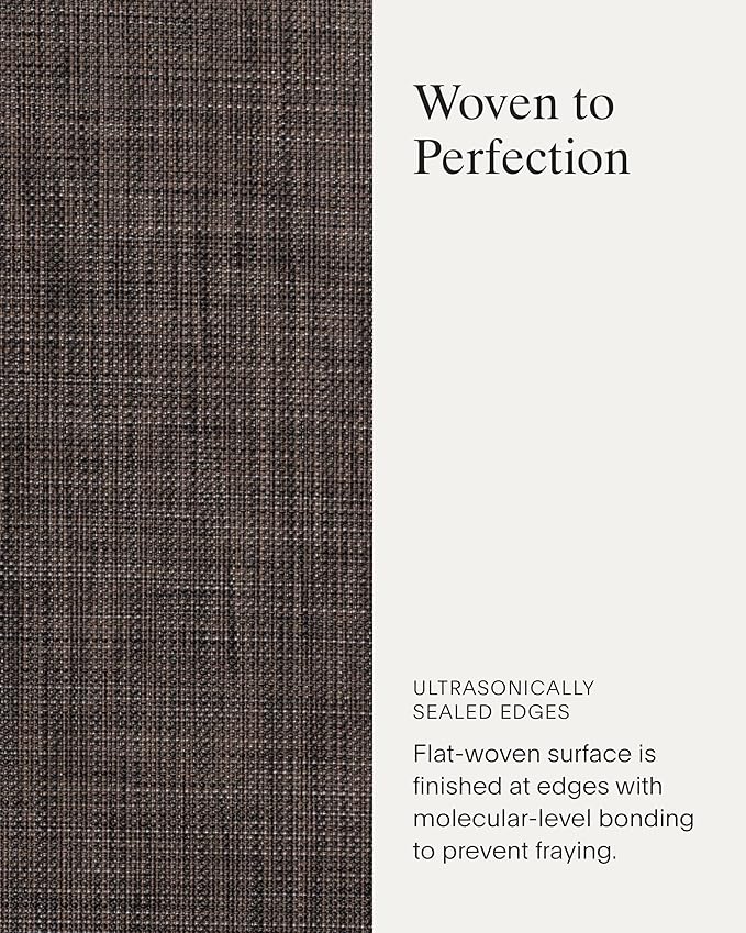 Chilewich Mini Basketweave Placemats in Dark Walnut - Set of 4 - Easy Care Woven Tabletop Textiles - Indoor/Outdoor - 15" Round