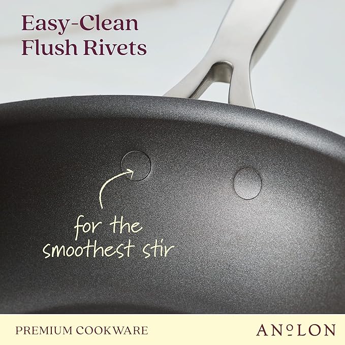 Anolon Ascend Hard Anodized Nonstick Stir Fry Pan/Wok - Good for All Stovetops (Gas, Glass Top, Electric & Induction), Dishwasher & Oven Safe with Stainless Steel Handle, 10 Inch - Bronze