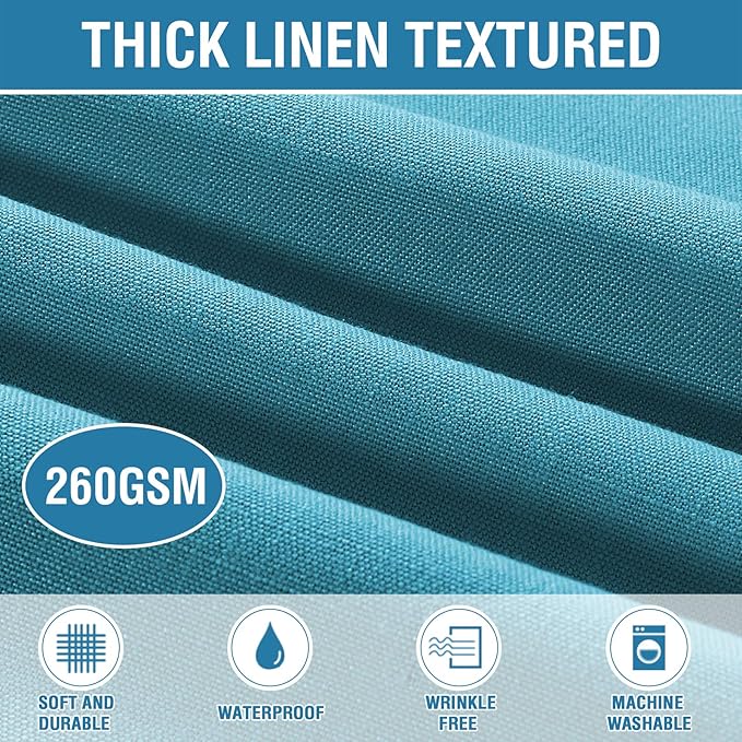 H.VERSAILTEX Linen Textured Table Cloths 60 x 120 Inch Premium Solid Tablecloth Spill-Proof Waterproof Table Cover for Dining Buffet Feature Extra Soft and Thick Fabric Wrinkle Free, Teal