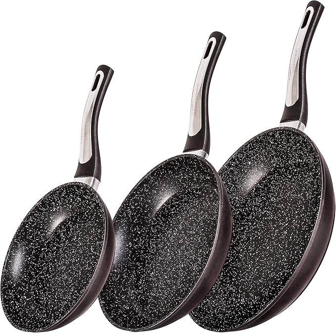 Berghoff Essentials 3Pc Non-stick Fry Pan Set, Ferno-Green, 100% Non-Toxic, Free of PFOA, Lead & Cadmium Coating, Induction Cooktop Ready, Stay-cool Handle, Even Heat