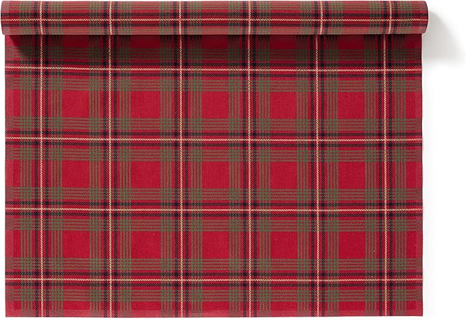 MY DRAP Placemats 48 x 32 cm / 19" x 12.5" - (6 Per Roll, Cotton Red Tartan Xmas)