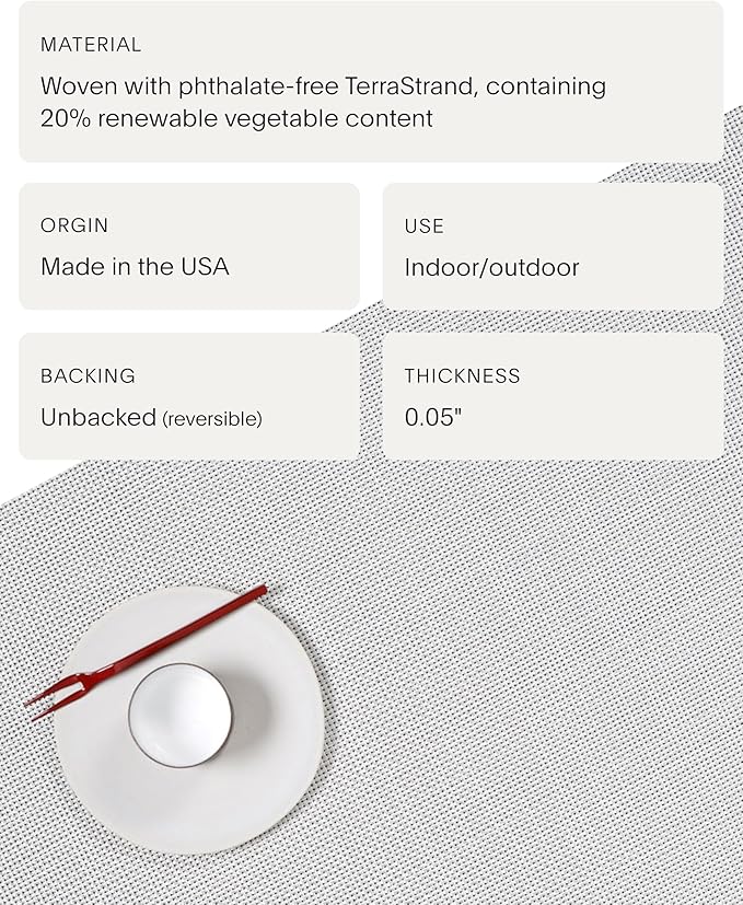 Chilewich Mini Basketweave Placemats in White - Set of 4 - Easy Care Woven Tabletop Textiles - Indoor/Outdoor - 15" Round
