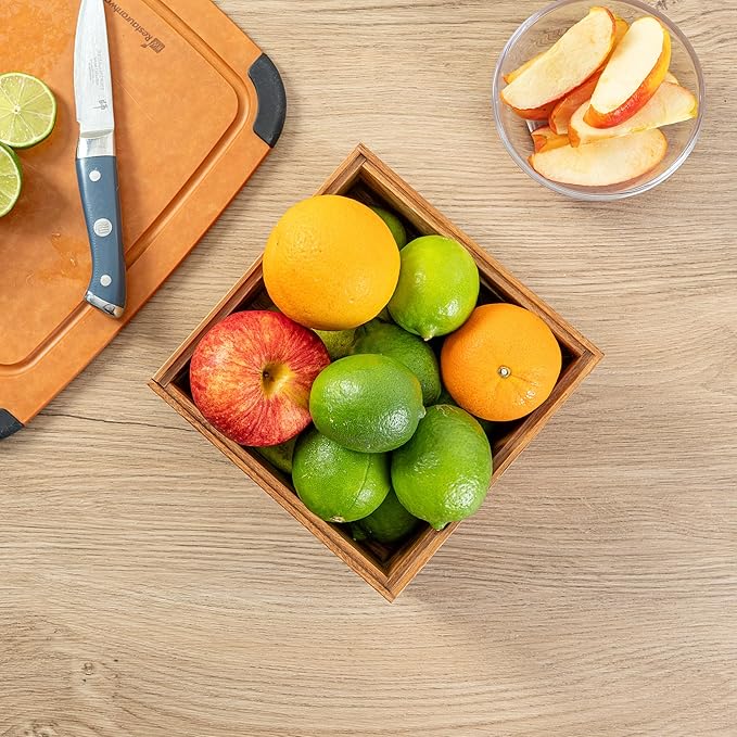 Restaurantware Eco Display 6.5 Inch x 6.5 Inch x 3.75 Inch Bamboo Condiment Container 1 Deep Spice Box - Medium Chip-Resistant Natural Bamboo Bamboo Organizer Box For Seasoning Spices Condiments