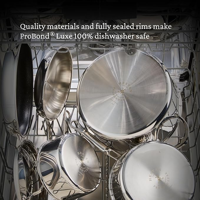 Hestan ProBond Luxe 1.5-Quart Saucepan with Lid, Professional Clad Stainless Steel, ProCore Tri-Ply Clad Construction, Polished Exterior, Induction & Oven Safe