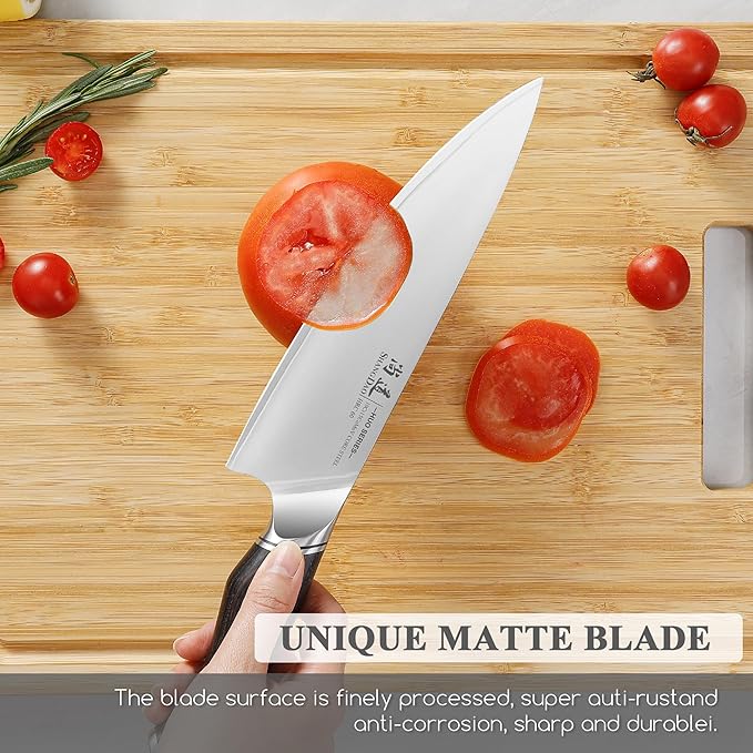 SHANGDAO Chef Knife 8 Inch, Professional Japanese Kitchen Knife ??3 Layers VG10 Alloy Steel, Pakkawood Handle, Gift Box - HUO Series
