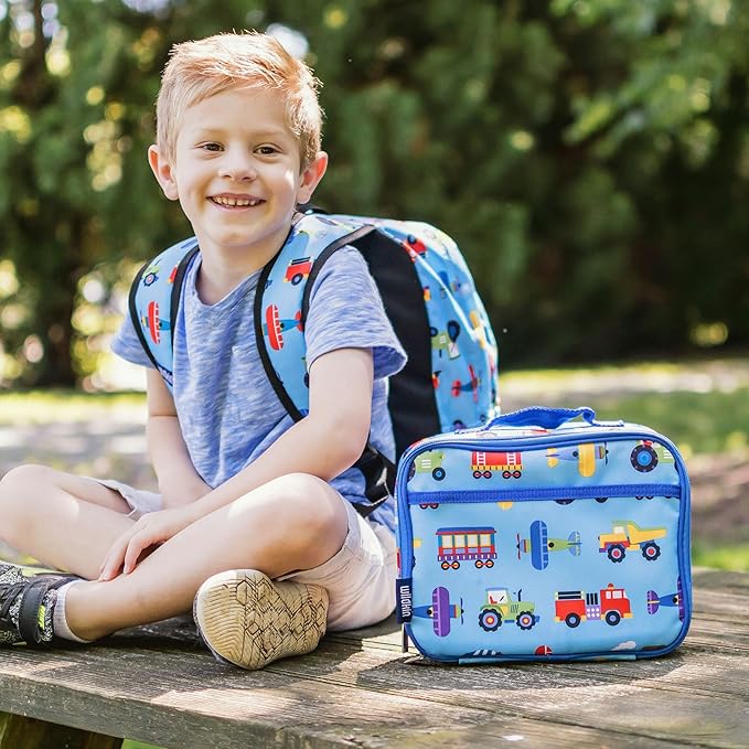 Wildkin Kids Insulated Lunch Box ??Durable and Reusable for School & Travel - Trains, Planes, and Trucks