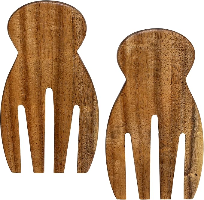 TB Home Salad Hands ??Acacia Wood Salad Serving Utensils for Tossing & Serving