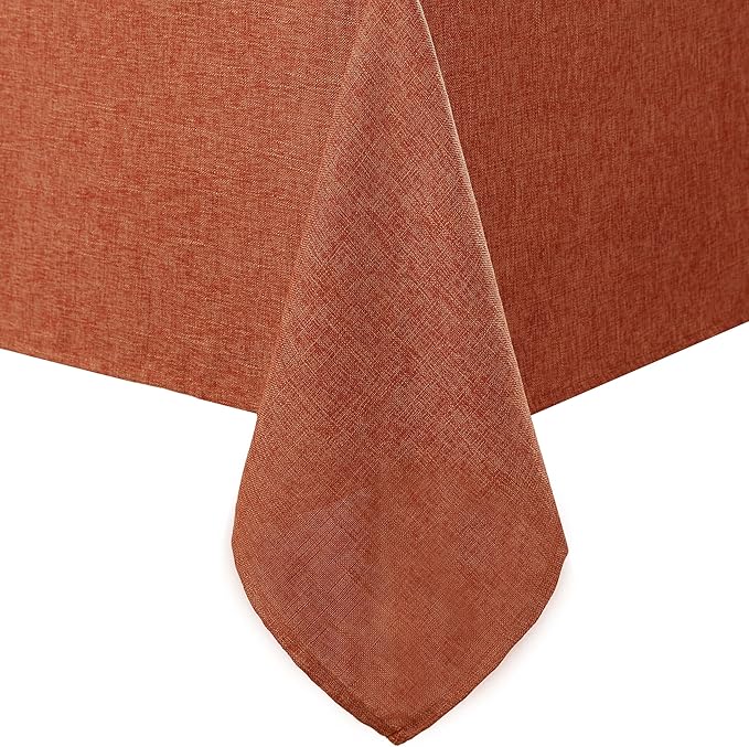 Laura Ashley Harper Luxuriously Smooth Fabric Tablecloth for Formal or Casual Dining, Holiday, Banquet, Wedding or Party, 60" x 120", Spice