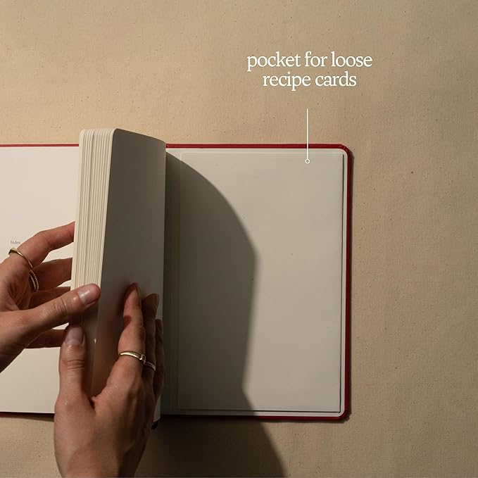 Kunitsa Co. Recipe Notebook - Keepsake Gift, Hardcover Blank Recipe Book to Write In Your Own Recipes with Journaling Prompts About the Chef, 100 Recipes, Red