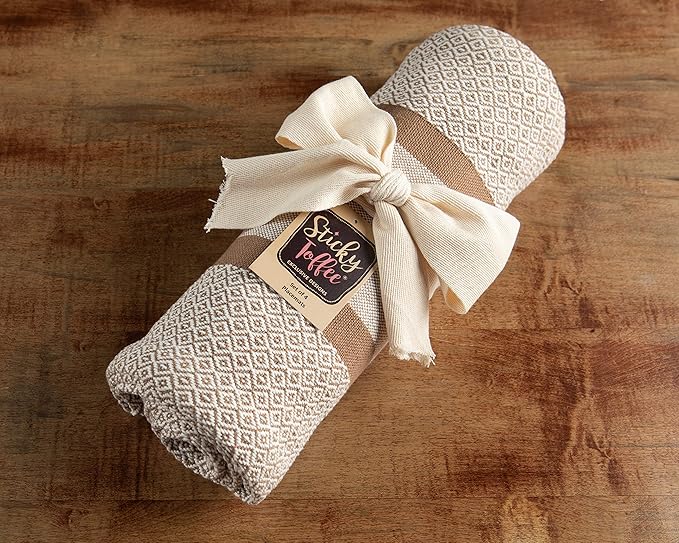 Sticky Toffee Cotton Placemats Set of 4 ??Tan Woven 14x19 in Table Mats for Kitchen or Dining Table, Boho Style, Washable Cloth Placemats