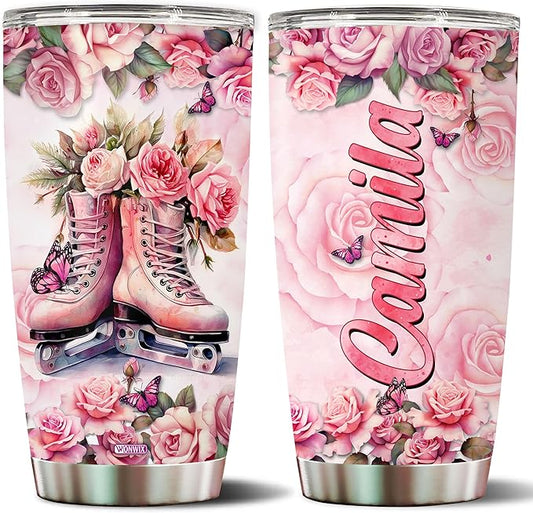 WONWIX Personalized Skating Gifts for Women, Insulated Stainless Steel 20oz Coffee Cup Mug Tumbler Water Bottle Perfect Christmas, Birthday, Mother's Day Gift for Wife, Daughter, Girlfriend