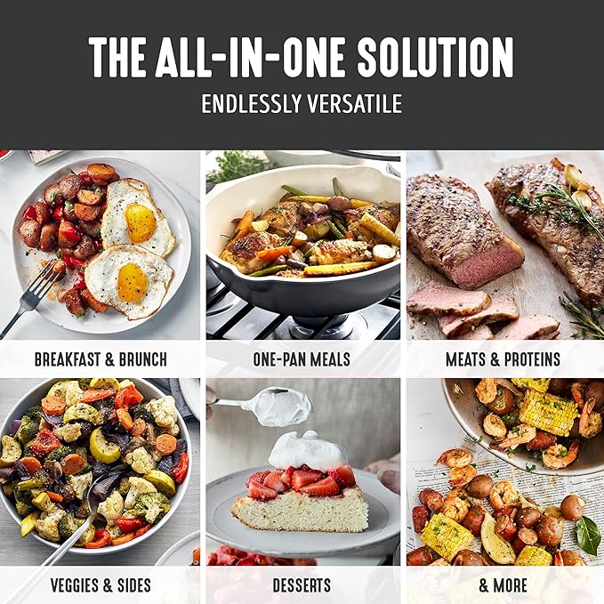 GreenLife Nonstick 12??(5QT) All in One Deep Skillet Wok with Lid, PFAS-Free Non-Toxic Ceramic Multi-Purpose Pan, Induction, All Stovetop, Egg, Stir Fry, Saute, Stay Cool Handle, Graphite