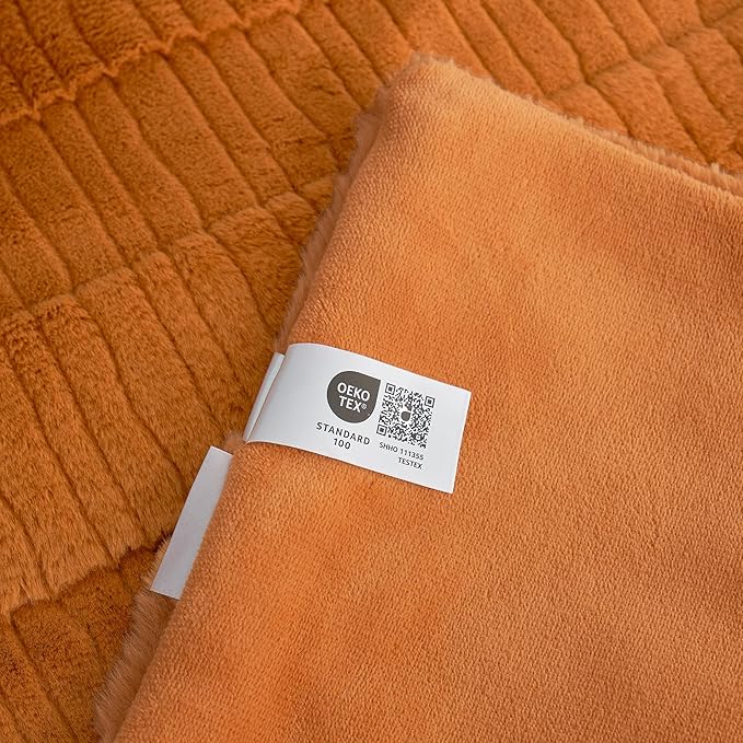 Am챕lie Home Luxury Striped Faux Fur Throw Blanket for Couch, Soft Cozy Fuzzy Fluffy Soft Plush Blankets Sofa Chair Gift Blankets for Women, 55"x70", Brown