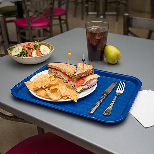 Carlisle FoodService Products CT121614 Caf챕 Standard Cafeteria / Fast Food Tray, 12" x 16", Blue