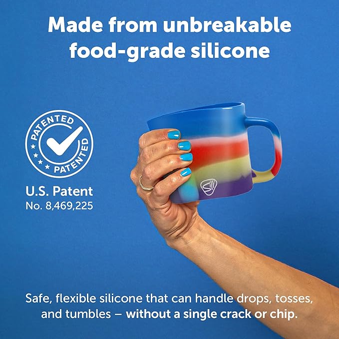 Silipint 16oz Silicone Coffee Mug Tumbler with Flip Lid ??Unbreakable Dishwasher Safe Microwave Oven & Freezer Compatible ??Non-Toxic Reusable Cup for Hot Coffee Tea or Cold Drinks (Drippy)