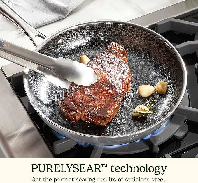 Cuisinart FusionElite+ Nonstick Tri-Ply Stainless Steel Skillet, 8??Skillet Frying Pan with PURELYSEAR Ceramic Nonstick Technology, Scratch Proof, Cool Grip Handles, Dishwasher Safe