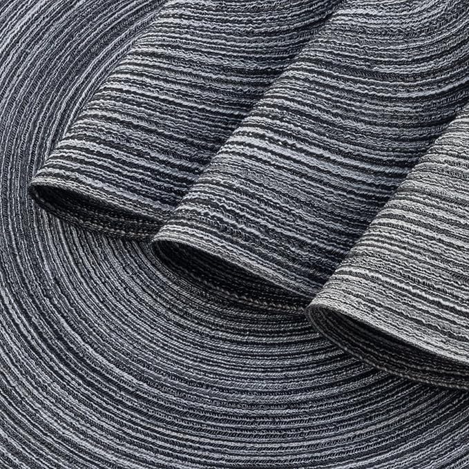 Winknowl Round Braided Placemats Set of 6 Washable Woven Heat Resistant Table Mats for Kitchen Dining Tables 15 inch Round Place Mats (Mist Gray,6)