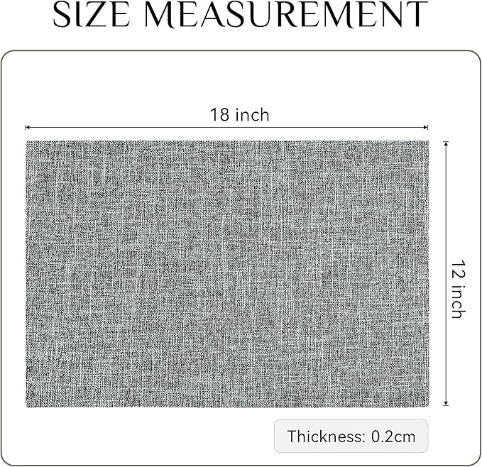 Softalker Faux Linen Placemats Set of 8-12 x 18 Inch, Heat Resistant Double Layered Durable Burlap Farmhouse Place Mats, Non-Slip Washable Rustic Table Mats for Dining, Kitchen, Party竊뉯sh Grey