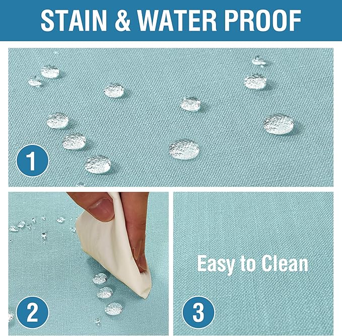 H.VERSAILTEX Linen Textured Table Cloths 60 x 60 Inch Premium Solid Tablecloth Spill-Proof Waterproof Table Cover for Dining Buffet Feature Extra Soft and Thick Fabric Wrinkle Free, Aqua