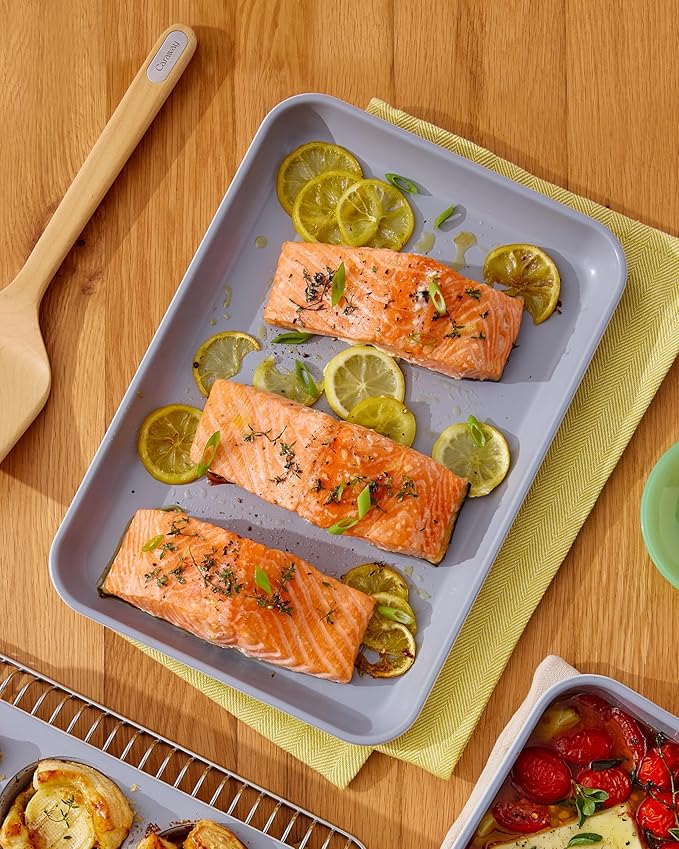 Caraway Nonstick Ceramic Small Baking Sheet (9x13?? ??Non-Toxic, PTFE & PFOA Free ??Oven Safe ??Aluminized Steel Core ??Mini Sheet Pan for Baking, Roasting & More - Perracotta