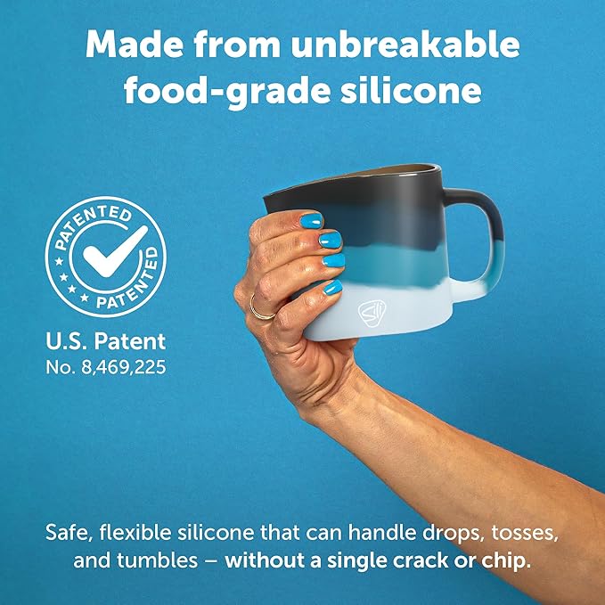 Silipint 16oz Silicone Coffee Mug Tumbler with Flip Lid ??Unbreakable Dishwasher Safe Microwave Oven & Freezer Compatible ??Non-Toxic Reusable Cup for Hot Coffee Tea or Cold Drinks (Moon Beam)